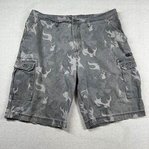Harley Davidson Shorts Mens 38 Cargo Camouflage Distressed Y2K Baggy‎ Biker 11"